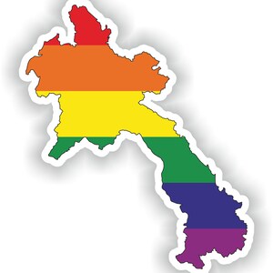 Laos Gay Arco Iris Mapa Etiqueta engomada para el libro portátil Nevera Guitarra Casco de la motocicleta ToolBox Puerta PC Barco