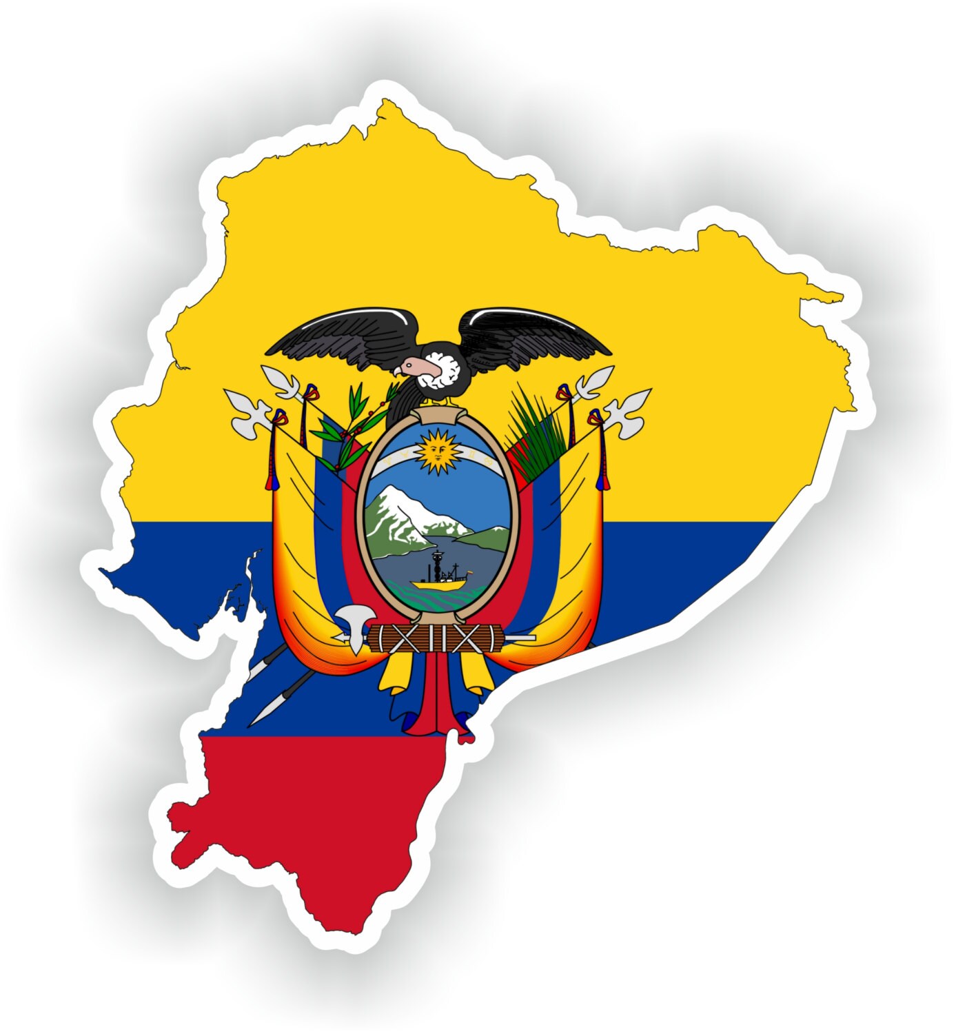 Ecuador Mapa Bandera Silueta Pegatina para Laptop Libro Nevera | Etsy