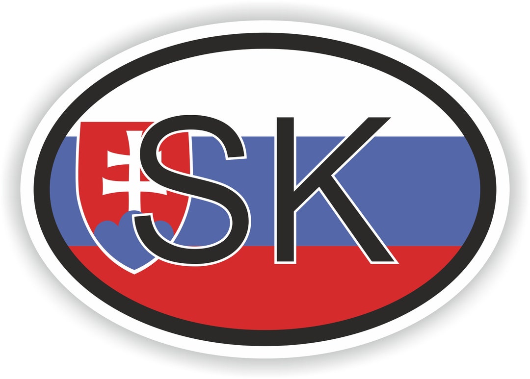 SLOVAKIA Country Code Oval Sticker With Flag For Bumper Laptop Book 