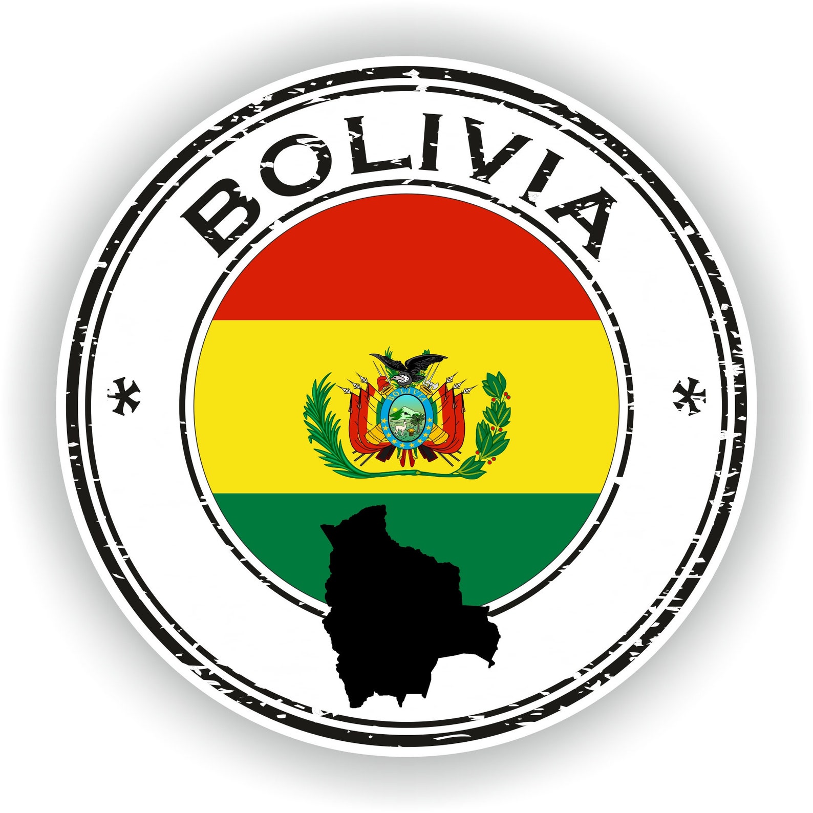 Bolivia Seal Sticker Round Flag for Laptop Book Fridge Guitar Etsy
