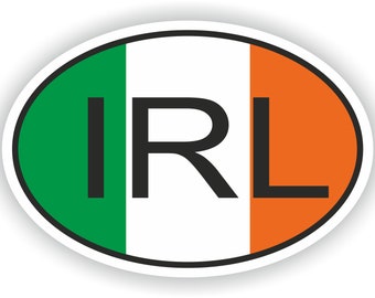 Ireland IRL Country Code Oval Sticker with Flag for Bumper Laptop Book Fridge Motorcycle Helmet ToolBox Door Hard Hat Tool Box Locker Truck