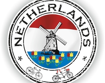Niederlande Siegel Sticker Runde Flagge für Laptop Buch Kühlschrank Gitarre Motorrad Helm ToolBox Tür PC Boot