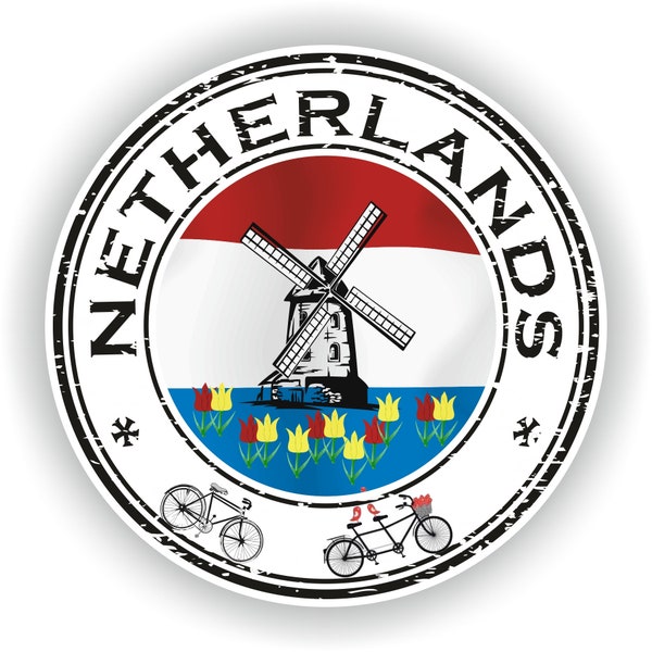 Niederlande Siegel Sticker Runde Flagge für Laptop Buch Kühlschrank Gitarre Motorrad Helm ToolBox Tür PC Boot