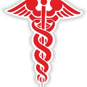 Caduceus Red Medical Pharmacy Doctor Symbol Sticker for Bumper Car Laptop Book Suitcase Fridge Motorcycle Helmet Door