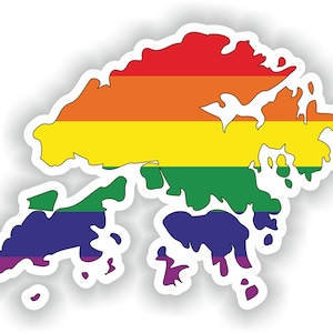 Hong Kong Gay Rainbow Map Flag Sticker for Laptop Book Fridge Guitar Motorcycle Helmet ToolBox Door PC Boat