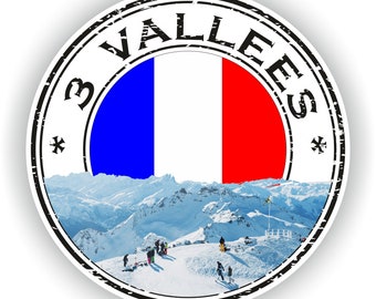 3 VALLEES France Seal Sticker Drapeau rond pour ordinateur portable Livre Réfrigérateur Guitare Moto Casque ToolBox Porte PC Bateau