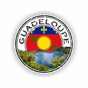 Guadalupe la isla caribeña sello pegatina bandera redonda para ordenador portátil libro nevera guitarra motocicleta casco caja de herramientas puerta PC barco