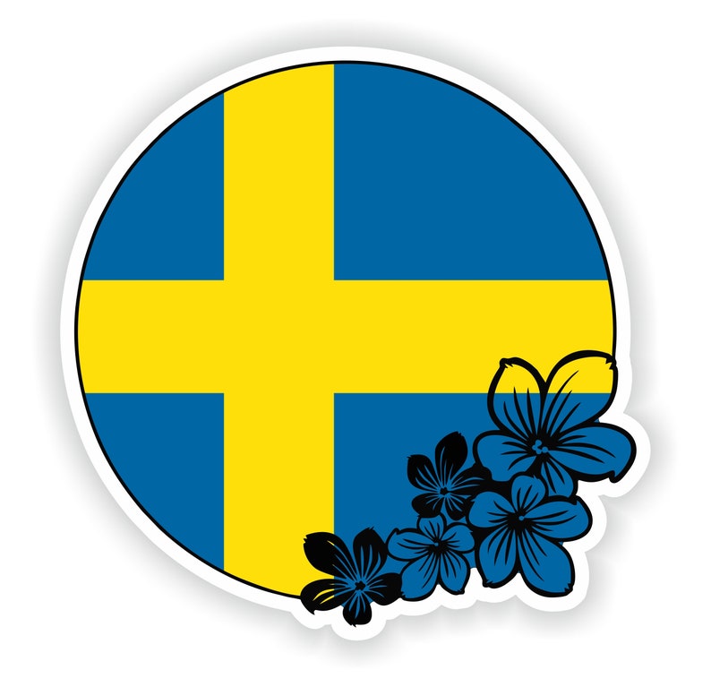Sweden Sticker Round Flag for Laptop Book Fridge Guitar Etsy