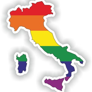 Italie Gay Rainbow Map Flag Sticker for Laptop Book Fridge Guitar Motorcycle Helmet ToolBox Door PC Boat