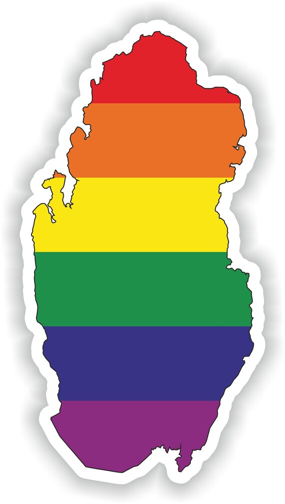 Qatar Gay Rainbow Map Flag Sticker For Laptop Book Fridge Etsy Hong Kong