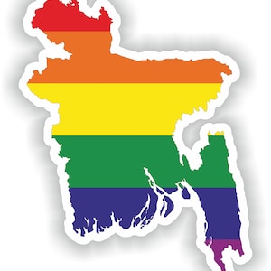 Bangladesh Gay Rainbow Map Flag Sticker for Laptop Book Fridge Guitar Motorcycle Helmet ToolBox Door PC Boat