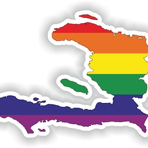 Haïti Gay Rainbow Map Flag Sticker for Laptop Book Fridge Guitar Motorcycle Helmet ToolBox Door PC Boat