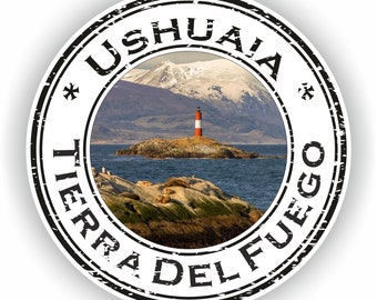 Ushuaia Tierra del Fuego #02 Argentina Adhesivo redondo impermeable de alta calidad para termo de coche, portátil, libro, nevera, casco de motocicleta