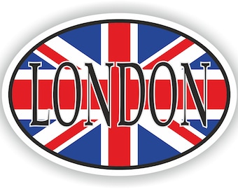 Londen Verenigd Koninkrijk UK City Country Code Oval Sticker met vlag voor Bumper Laptop Deur Koelkast Helm ToolBox Hard Hat Tool Box