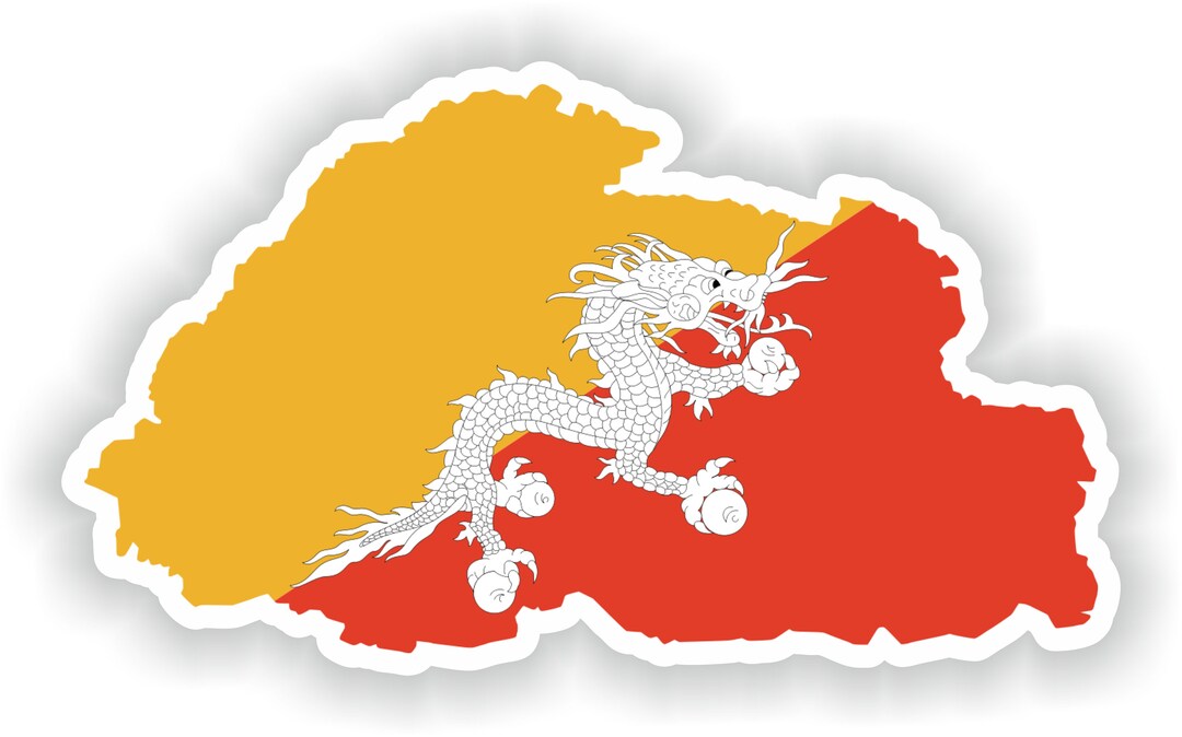 Bhutan Map Flag Silhouette Sticker for Laptop Book Fridge Guitar ...