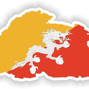 Bhután Mapa Bandera Silueta Pegatina para Portátil Libro Nevera Guitarra Chaqueta Casco ToolBox Puerta PC Barco