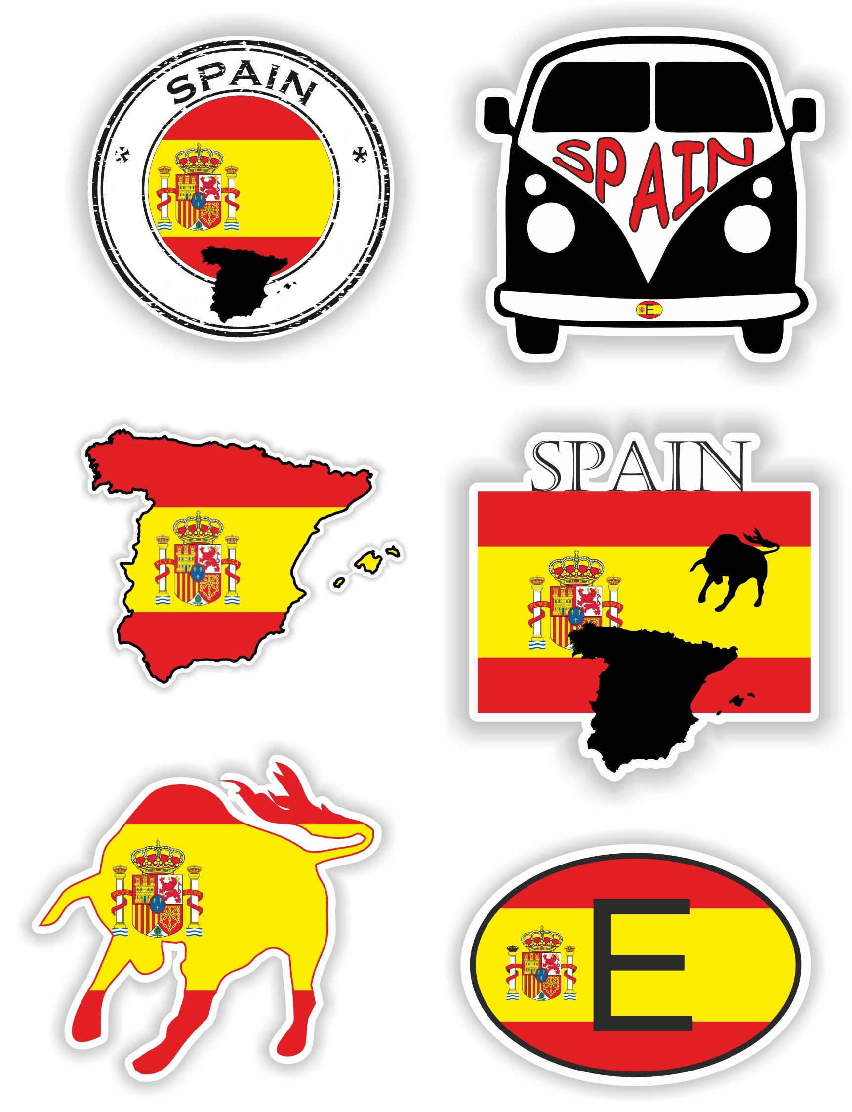 Spain Set of Stickers for Laptop Book Water Bottle Fridge Guitar Motorcycle Helmet ToolBox Door PC Boat