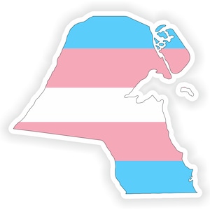 Kuwait Orgullo Transgénero Mapa Bandera Pegatina para Laptop Libro Nevera Guitarra Casco de Motocicleta Caja de Herramientas Puerta PC Barco