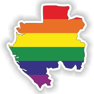 Gabón Gay arco iris mapa etiqueta engomada para el libro portátil nevera guitarra casco de la motocicleta ToolBox puerta PC barco