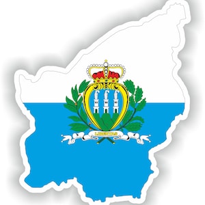San Marino Mapa Bandera Silueta Pegatina para Laptop Libro Nevera Guitarra Chaqueta Casco Herramienta Caja Puerta PC Barco
