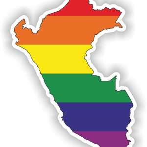 Perú Gay arco iris mapa etiqueta engomada para el libro portátil nevera motocicleta casco ToolBox puerta PC barco