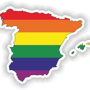 España Gay Arco Iris Mapa Etiqueta engomada para el libro portátil Nevera Motocicleta Casco ToolBox Puerta PC Barco