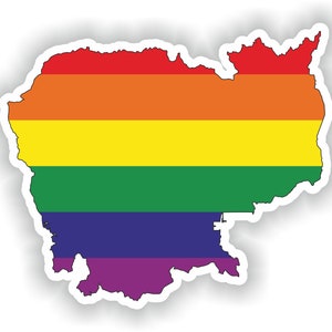 Camboya Gay arco iris mapa etiqueta engomada para el libro portátil nevera motocicleta casco ToolBox puerta PC barco