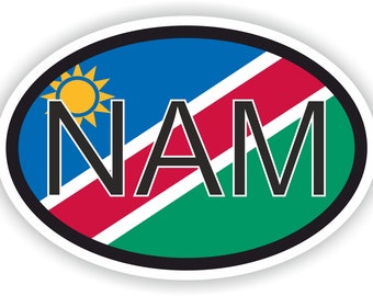 NAMIBIA Land Code ovalaufkleber mit Flagge für Stoßstange Laptop Buch Kühlschrank Motorrad Helm Tür Box Schließfach PC