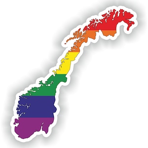 Norvège Gay Rainbow Carte Drapeau Autocollant pour ordinateur portable Livre Réfrigérateur Guitare Moto Casque ToolBox Porte PC Bateau