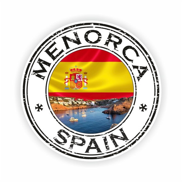 Spain Menorca Seal Sticker Round Flag for Laptop Book Fridge Guitar Motorcycle Helmet ToolBox Door PC Boat