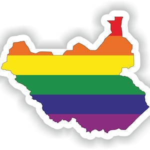 Sudán del Sur Gay Arco Iris Mapa Etiqueta engomada para el libro portátil Nevera Guitarra Casco de la motocicleta ToolBox Puerta PC Barco