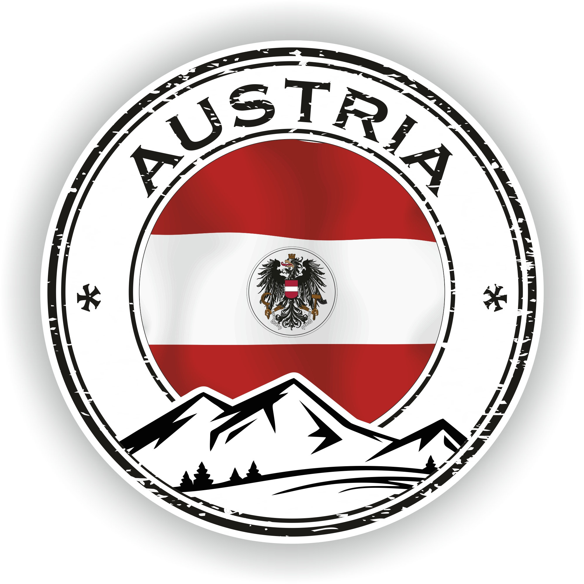 Austria Seal Sticker Round Flag for Laptop Book Fridge Guitar
