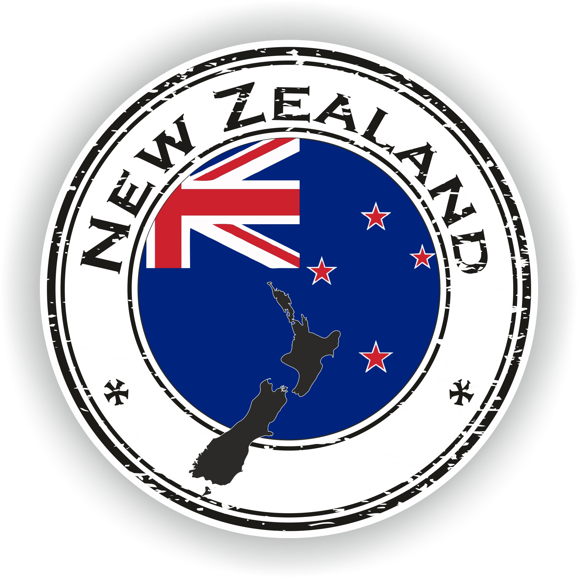 New Zealand #02 Seal Sticker Round Flag for Laptop Book Fridge Guitar Motorcycle Helmet ToolBox Door PC Boat