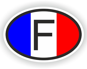 France Country Code Oval Sticker with Flag for Bumper Laptop Book Fridge Motorcycle Helmet ToolBox Door PC Hard Hat Tool Box Locker Truck