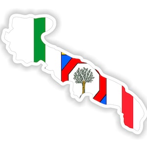 Apulia Puglia Italia mapa Pegatina Bandera para el libro portátil Nevera Guitarra Casco de motocicleta Caja de herramientas Puerta PC Barco