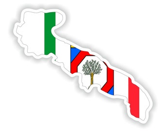 Apulia Puglia Italy map Sticker Flag for Laptop Book Fridge Guitar Motorcycle Helmet ToolBox Door PC Boat