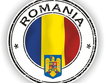 Romania Seal Sticker Round Flag for Laptop Book Fridge Guitar Motorcycle Helmet ToolBox Door PC Boat
