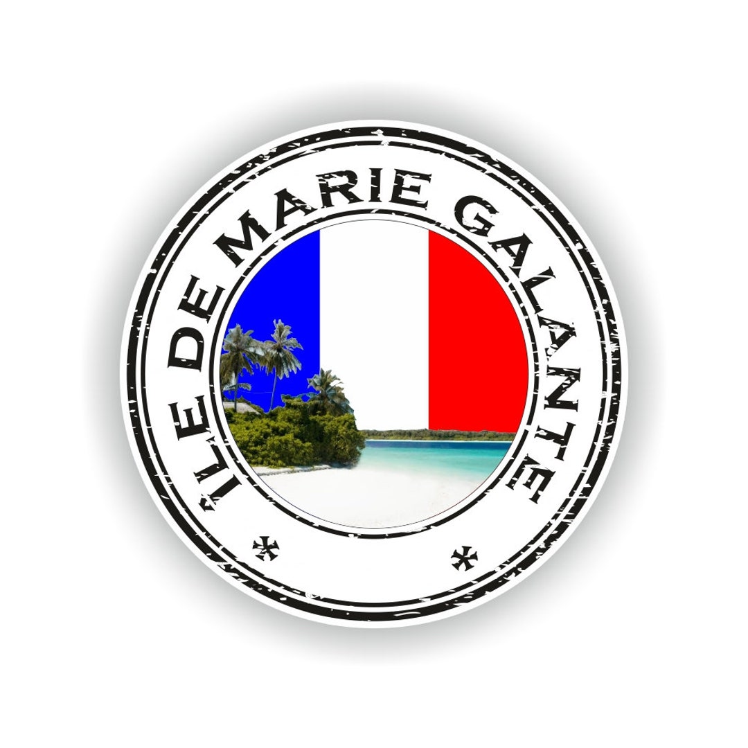 Île De Marie Galante Guadeloupe Seal Sticker Round Flag for Laptop Book