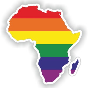 Africa Gay Arco Iris Mapa Etiqueta engomada para el libro portátil Nevera Motocicleta Casco ToolBox Puerta PC Barco