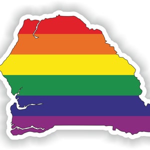 Senegal Gay Arco Iris Mapa Etiqueta engomada para el libro portátil nevera guitarra casco de la herramienta ToolBox puerta PC barco