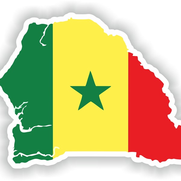 Senegal Karte Aufkleber Flagge für Laptop Buch Kühlschrank Gitarre Motorrad Helm ToolBox Tür PC Boot