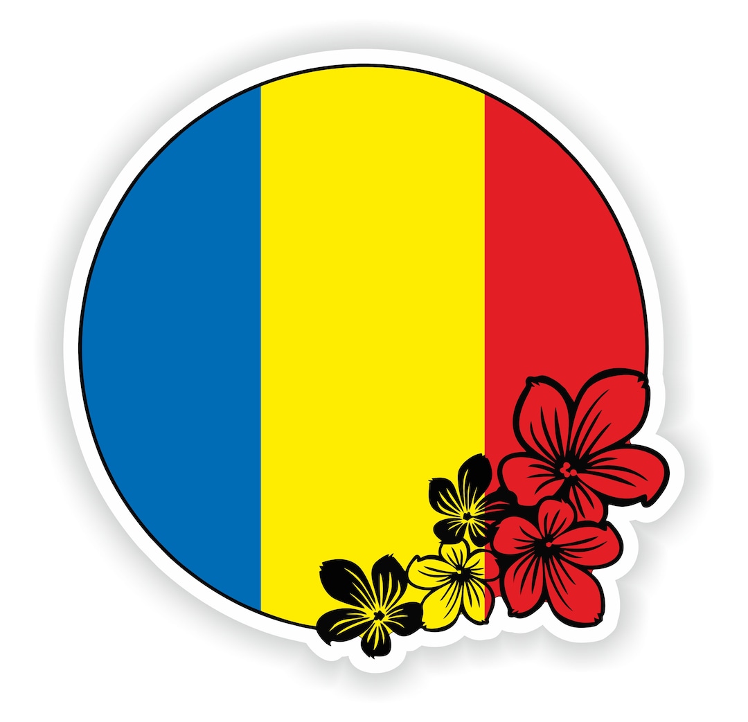 Romania Sticker Romania Sticker Round Flag for Laptop Book Fridge Guitar Motorcycle ...