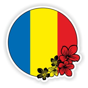 Romania adesivo bandiera rotonda per laptop libro frigorifero chitarra moto casco porta porta PC barca