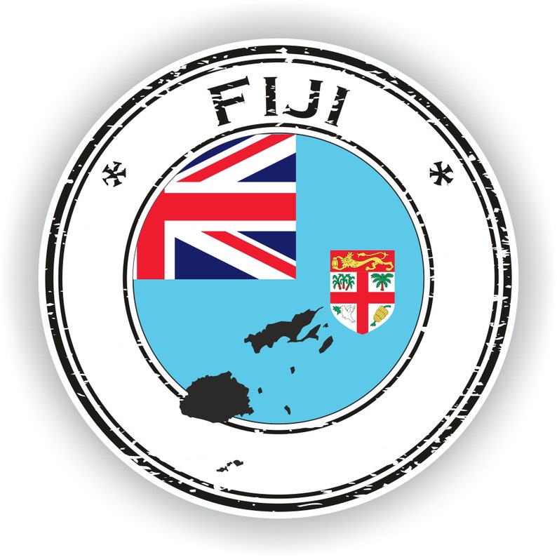 Fiji Seal Sticker Round Flag for Laptop Book Fridge Guitar Motorcycle