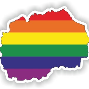 North Macedonia Gay Rainbow Carte Drapeau Autocollant pour ordinateur portable Livre Réfrigérateur Guitare Moto Casque ToolBox Porte PC Bateau