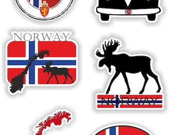 Norway Set of Stickers for Laptop Book Water Bottle Fridge Guitar Motorcycle Helmet ToolBox Door PC Boat