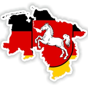 Baja Sajonia Alemania mapa Pegatina Bandera para el libro portátil Nevera Guitarra Casco de motocicleta Caja de herramientas Puerta PC Barco