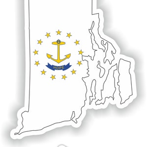 Rhode Island mapa Sticker Flag para el libro portátil nevera motocicleta casco ToolBox puerta PC Barco