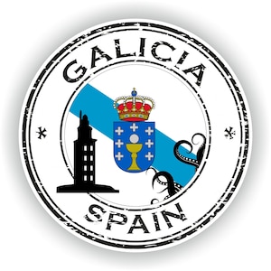 Spain Galicia Seal Sticker Round Flag for Laptop Book Fridge Guitar Motorcycle Helmet ToolBox Door PC Boat