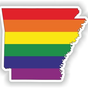 Arkansas Gay Arco Iris Mapa Etiqueta engomada para el libro portátil Nevera Guitarra Casco de la motocicleta ToolBox Puerta PC Barco
